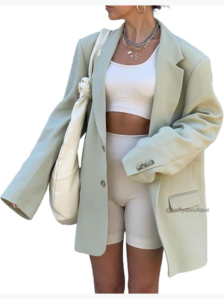 Oversized Lapel Blazer, Long Sleeve Open Front, Polyester Spandex, Work Office